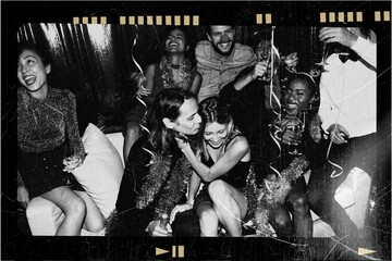 People celebrating in film frame