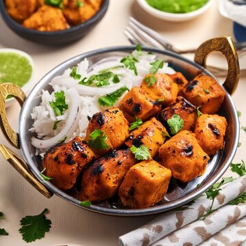 Indian food tandoori soya chaap or delicious soy chap dish