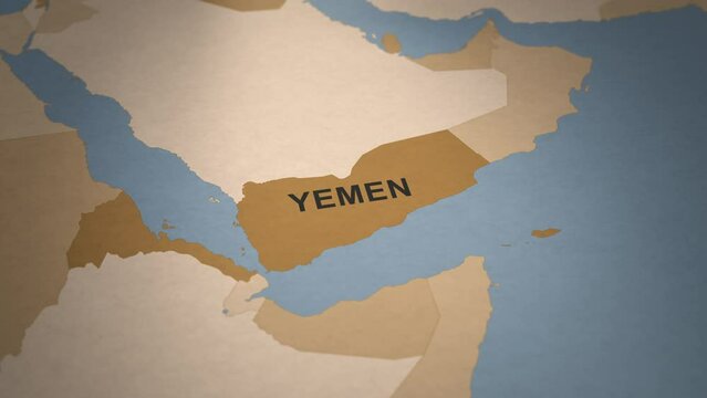Old Paper Map of Yemen
