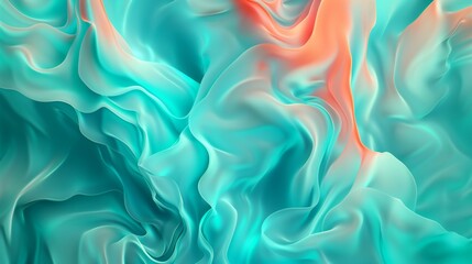 Fototapeta premium Abstract blend of turquoise and coral, smooth gradient.