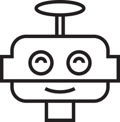 Robot Head Line Illustration
