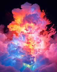 Fototapeta premium Vibrant Multicolored Cloud Explosion in Dark Sky
