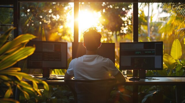 Remote work at sunrise: inspirational morning productivity