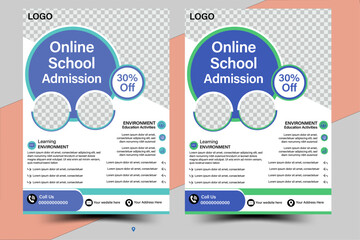 School admission flyer design, kids education leaflet brochure, cover layout School Admission Open Flyer Design Template, Kids Education Flyer Template , Vector Education Center poster.