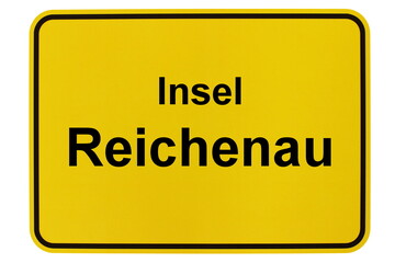 Illustration eines Ortsschildes der Insel Reichenau am Bodensee