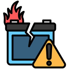 Battery leak lineal multi color icon, related to EV, electric vehicle, transportation, electric car and technology theme. use for modern concept, web and app development