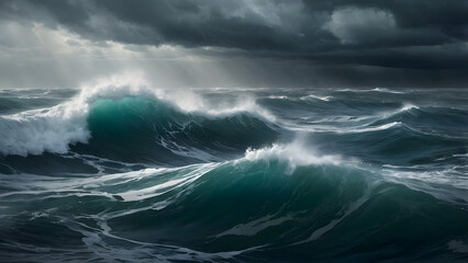 Fototapeta premium A landscape of a stormy sea