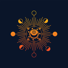 Fototapeta premium Islamic design pattern with concept moon shining orange