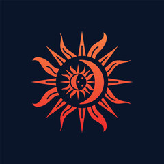 Islamic design pattern with  fiery moon