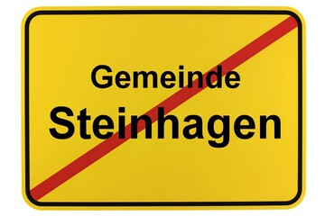 Illustration eines Ortsschildes der Gemeinde Steinhagen in Mecklenburg-Vorpommern