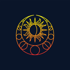 Islamic design line pattern with concept moon and sun