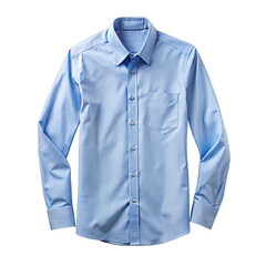 A light blue long sleeve dress shirt with a button-down collar and a chest pocket, perfect for formal occasions. Generative AI