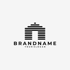 WOOD CABIN LINE ART BOLD MINIMALIST LOGO ICON ILLUSTRATION