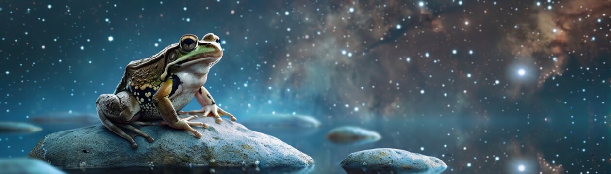 Frog leaping on floating space rocks agile