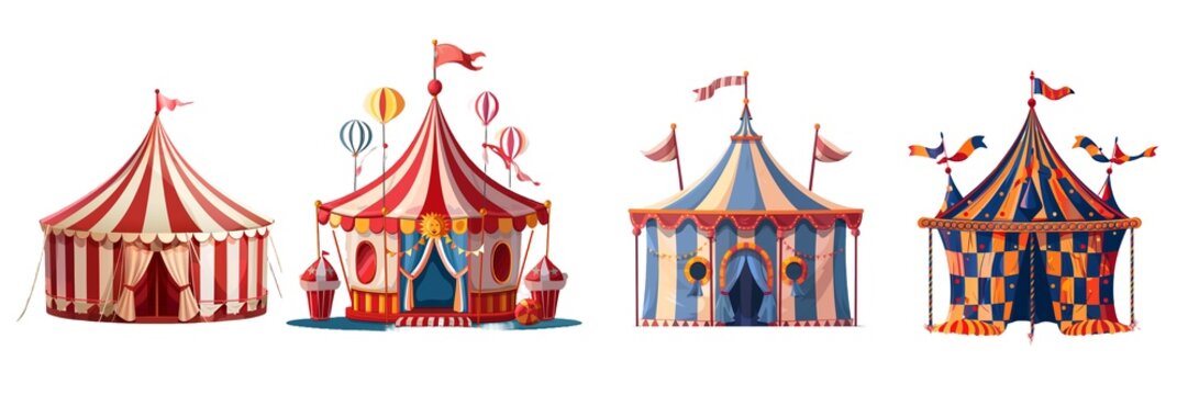 Collection of circus tent isolated on transparent background. Generated ai
