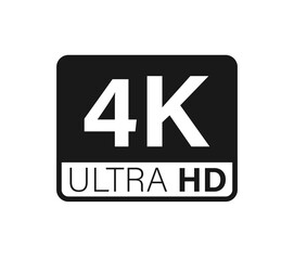 Ultra hd and 4k symbol, 4k uhd tv sign of high definition monitor display resolution standart concept flat vector illustration.
