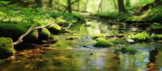 Background Water flow in spring forest