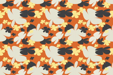 Cute Floral Pattern in the Small Flower. Vintage 70s Style Flower Background Illustration. Colorful Pastel Color Groovy Artwork Bundle, Y2k Nature Backgrounds With Spring Plants.