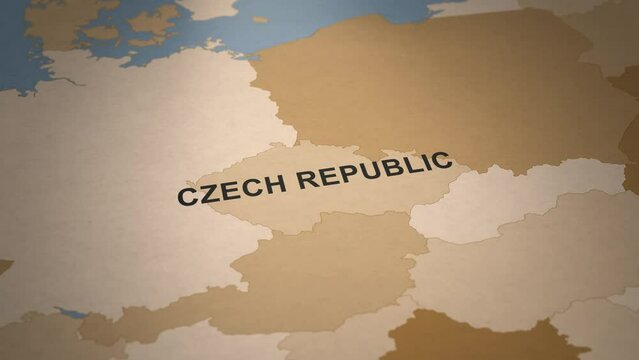 Old Paper Map of The Czech Republic