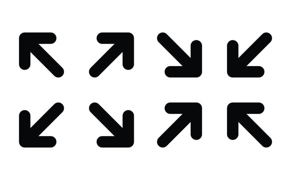 Expand and contract view arrows icon set