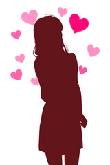 女性の立ち絵の影絵　恋愛