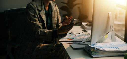 Team of business people working together in the meeting room office, teamwork background charts and graphs banner, double exposure successful teamwork,business planning concept.