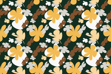 Floral Seamless Pattern Vintage 70s Style Flower Background Illustration. Colorful Pastel Color Groovy Artwork Bundle, Y2k Nature Backgrounds With Spring Plants.