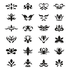 Set of vintage floral ornament art deco illustration