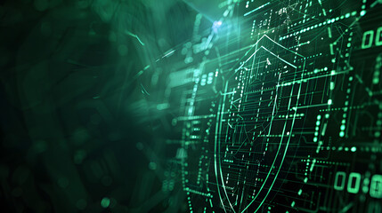 Obraz premium Network security information technology, network protection, information security concepts, a green shield symbolizing network security protection