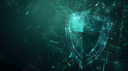 Obraz premium Network security information technology, network protection, information security concepts, a green shield symbolizing network security protection
