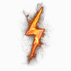 Obraz premium Fire Lightning Isolated on Transparent Background - Electric Energy and Storm Concept