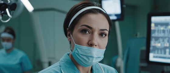 Portrait of Nurse - Doctor in operating room - every day hero - Stressed by the responsibility and constant pressure