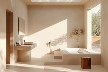 Minimalist Luxury Bathroom Design with Natural Light and Modern Fixtures - Perfect for Interior Design Inspiration and Home Decor Concepts