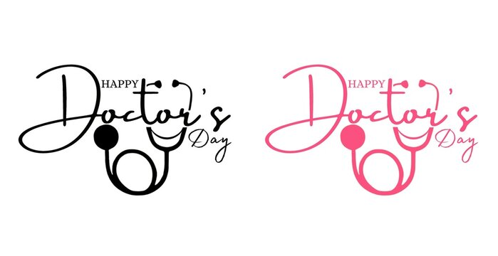 World, international or national happy Doctor's Day flat vector logo design, Stethoscope with doctors day letter logo