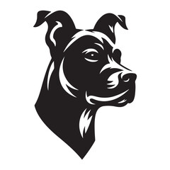 A cute Vector Silhouette Dog head with white background 