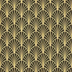 Elegant Art Deco Seamless Pattern in Gold and Black for Luxury Backgrounds and Decorative Designs