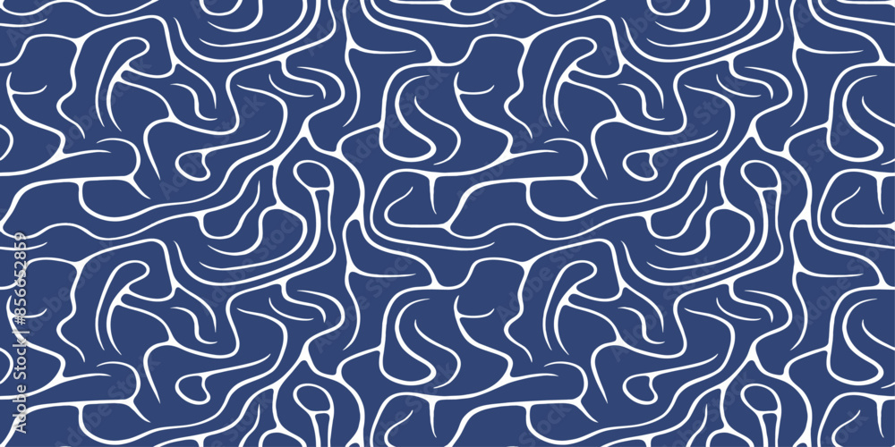 Poster Background of lines weaving an endless labyrinth. Black lines that create moves, twisted lines.