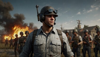 Fototapeta premium The role of teamwork and communication in achieving victory in PUBG ai_geneated