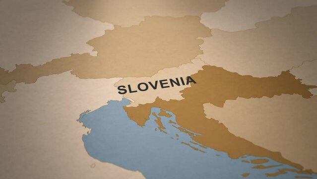 Old Paper Map of Slovenia