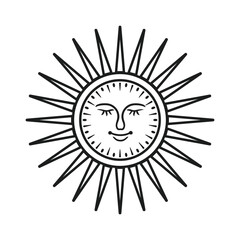 Line art sun design vector icon style