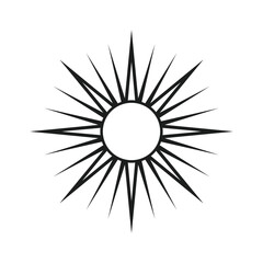 Line art sun design vector icon style