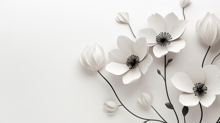 white flowers on black background