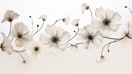 white flowers on black background