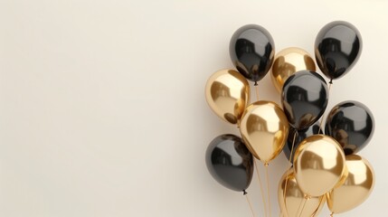 Elegant celebration scene background with balloons on the side 