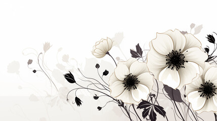 white flowers on black background