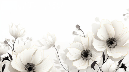 white flowers on black background