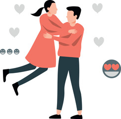 A boy is hugging his girl.