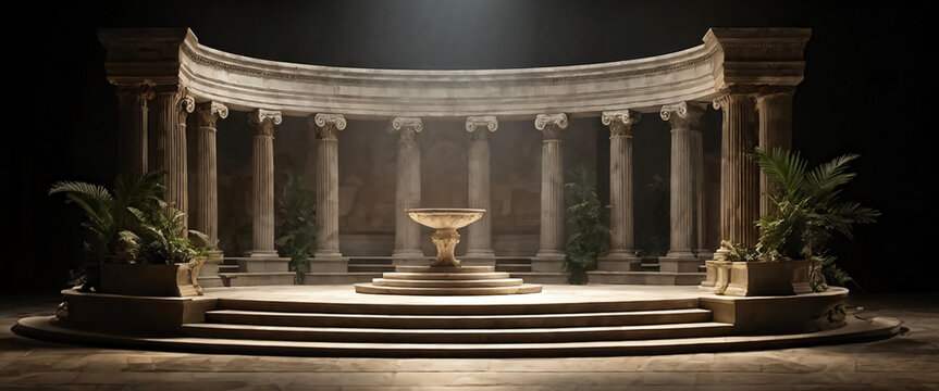  Background podium column 3d roman luxury Greek white ancient display product classic. Podium platform background column pillar stage minimal stand beauty design Greece render scene plant cosmetic rom