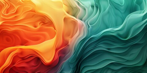 Abstract Wavy Background in Warm and Cool Colors