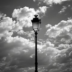 Standing tall and proud the street lamp has weathered the test of time and witnessed decades of change. Black and white art